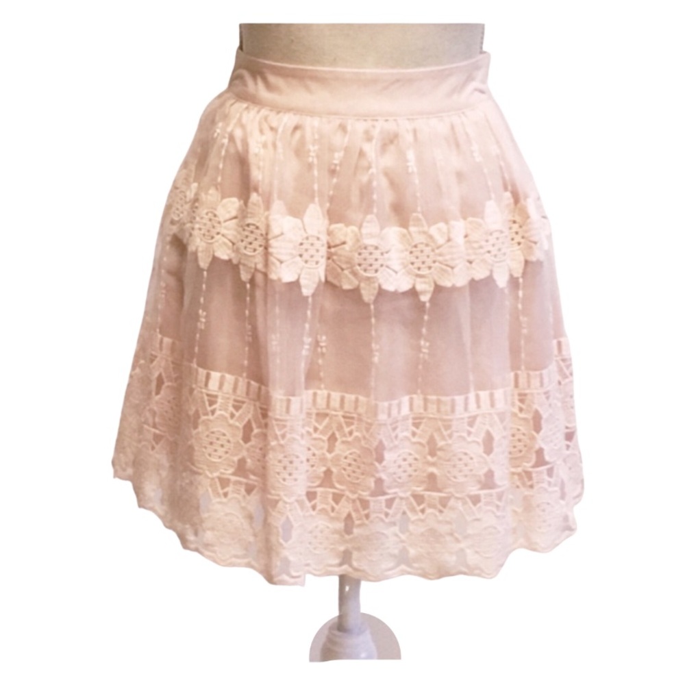 ASTR the Label Blush Pink Short Lace Skater Skirt